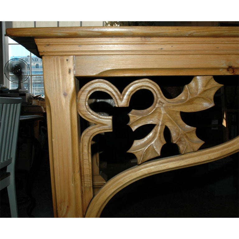 Pine 19th Century Gothic Carved Console Table