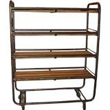 Rolling Industrial Steel and Wood Shelves