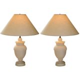 Pair of Large Alabaster Urn Lamps