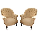 Antique Pair of Napoleon III Tufted Chairs