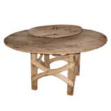 Antique Weathered Rustic Lazy Susan Table