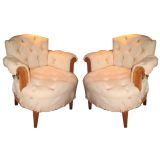 Pair of  French Tufted Small Chairs