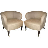 Pair of Linen Rollback Chairs