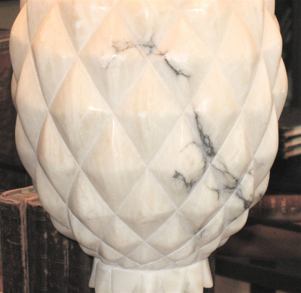 Mid-20th Century Pair of Alabaster Pineapple Lamps