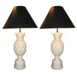 Pair of Alabaster Pineapple Lamps