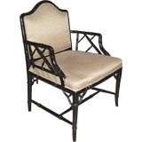 Black Lacquered Faux Bamboo Chair