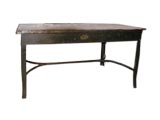 Industrial aluminum top iron base table.
