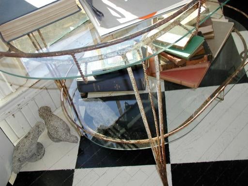 Oval Iron and Glass Table