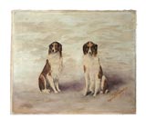Antique Oil on Canvas of Two Collies