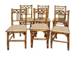 Six English Bamboo Dining Chairs