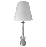 Pair of Silver Plated Column Lamps