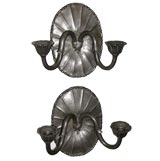 Antique Pair of Danish Pewter Sconces