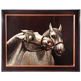 Large Oil on Canvas of Horses