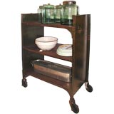Industrial green metal trolley.