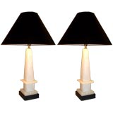 Pair of Marble Obelisk Lamps