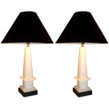 Pair of Marble Obelisk Lamps