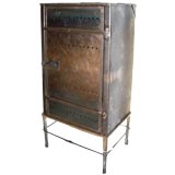 Antique French Industrial Steel Cabinet on Stand