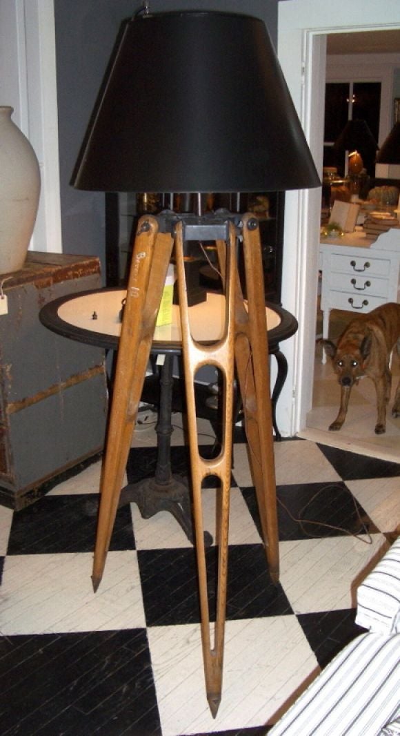 20th Century Surveyor's Tripod Standing Lamp