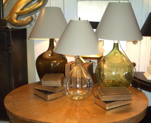 Three Table Lamps made from Antique Wine Bottles