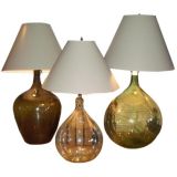 Three Table Lamps made from Antique Wine Bottles