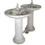 Pair of Cement Birdbath Fountains