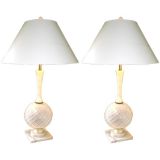 Pair of Alabaster and Murano Glass Lamps
