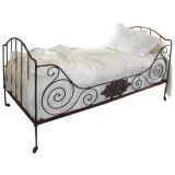 Antique Iron Campaign Bed