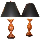 Pair of Faux Tortoiseshell Bakelite Lamps