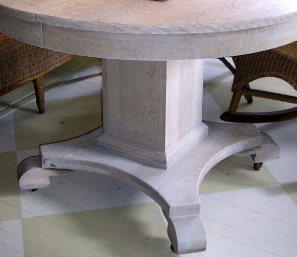 American Bleached Tiger Oak Pedestal Table