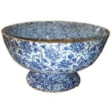 Large blue and white Transferware, Punch Bowl.