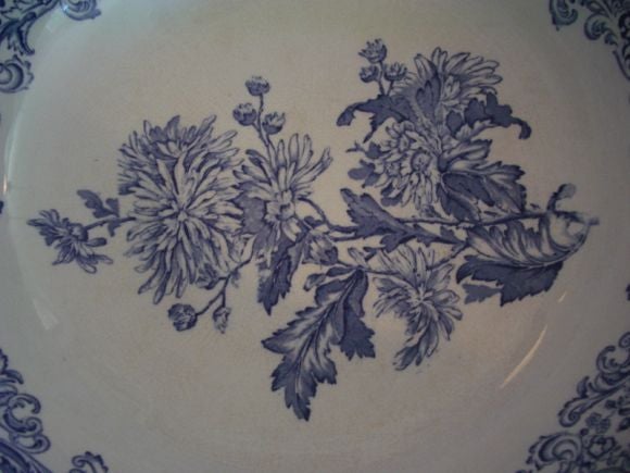 English Large blue and white Transferware, Punch Bowl.