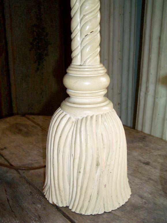 Carved Wooden Tassel Lamp