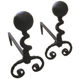 Pair of Twist Form Andirons