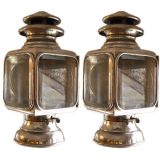Antique Pair of Nickel Carriage Lamps