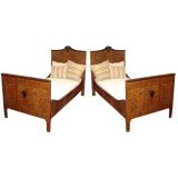 Pair of Extravagantly Painted Faux Bois Beds