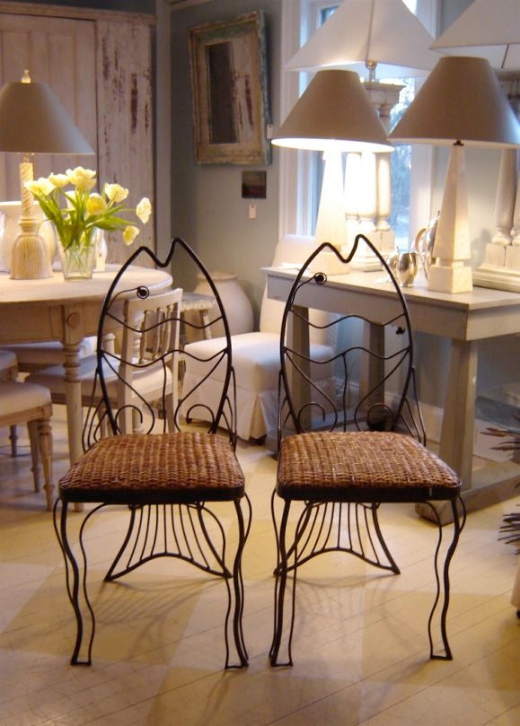 American Pair of Iron Fish Chairs