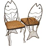 Vintage Pair of Iron Fish Chairs