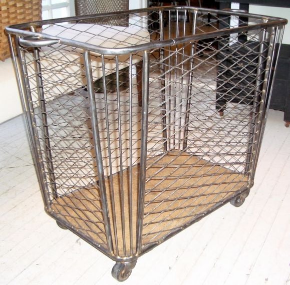 French Steel Industrial Cart In Excellent Condition In Bridgehampton, NY