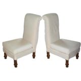 Pair of Early High Backed Slipper Chairs