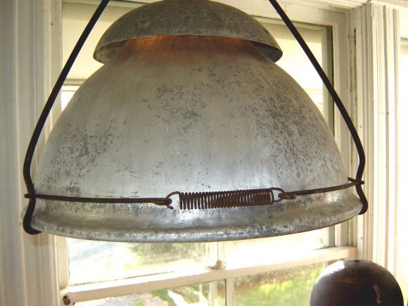 Pair of Large Zinc Industrial Hanging Lights