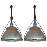 Pair of Large Zinc Industrial Hanging Lights