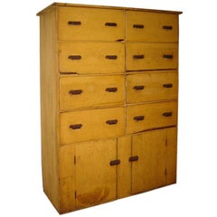 Antique Original Paint Yellow Cabinet