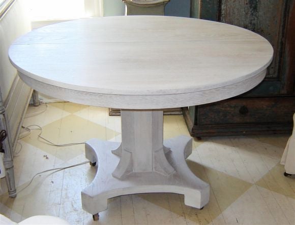 Oak Dining Table in Pickled White Finish