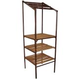 French Industrial Iron and Wood Etagere