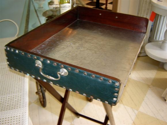 Zinc and Leather Butler's Stand
