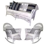 New England Three Piece Wicker Set: Sofa, chair and rocker