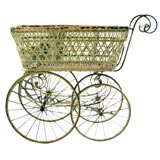 Antique Victorian Wicker and Iron Carriage