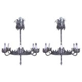 Pair of Gothic Style Tole Chandeliers