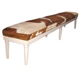 Cow Hide Upholstered Bench