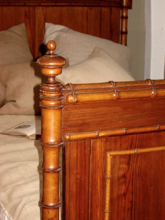 French Faux Bamboo Bed In Excellent Condition In Bridgehampton, NY